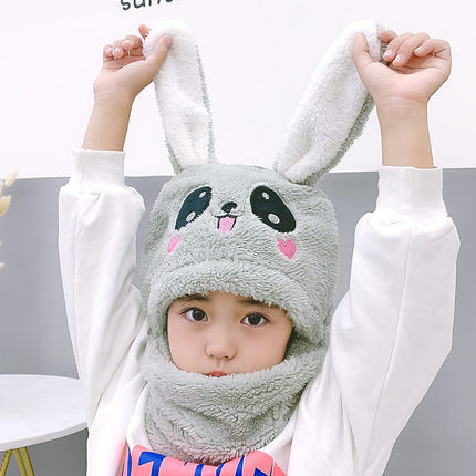 Cartoon Hat for Girls Boys Scarf Thicken Cap Newborn Photography Double Fleece Baby Stuff Winter Children hat Kids Caps - Amazhona 