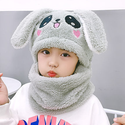 Cartoon Hat for Girls Boys Scarf Thicken Cap Newborn Photography Double Fleece Baby Stuff Winter Children hat Kids Caps - Amazhona 