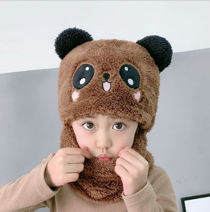 Cartoon Hat for Girls Boys Scarf Thicken Cap Newborn Photography Double Fleece Baby Stuff Winter Children hat Kids Caps - Amazhona 