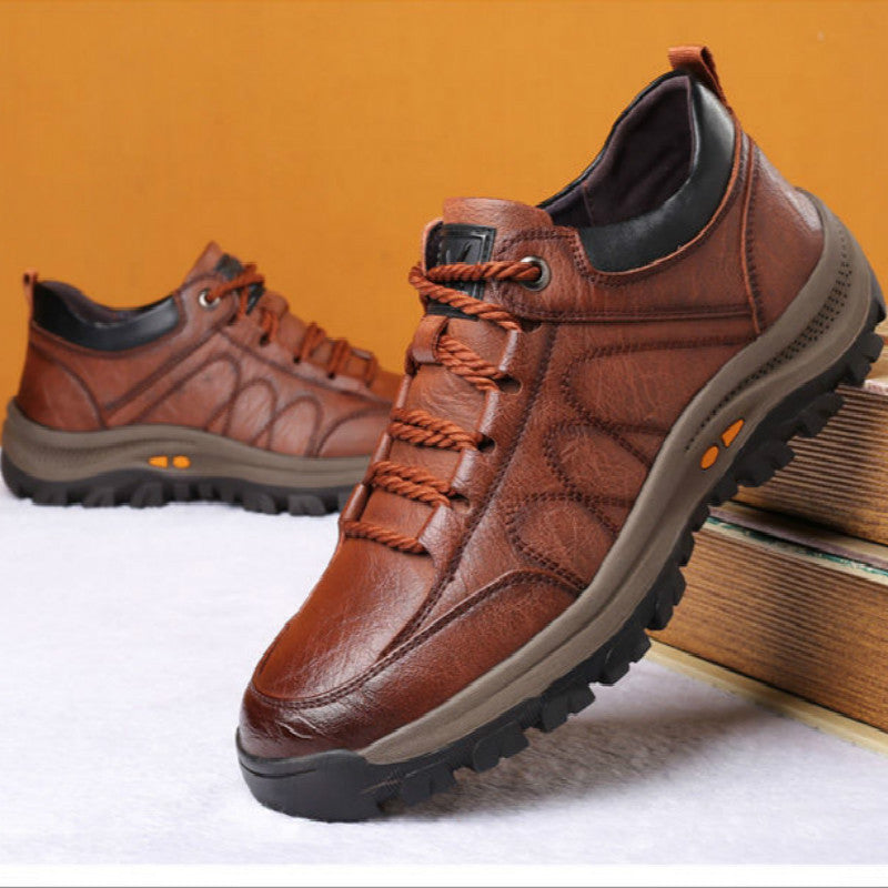 Casual Leather Shoes Outdoor Hiking Shoes - Amazhona 