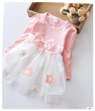 Casual baby dot mesh Princess Flower Dress - Amazhona 