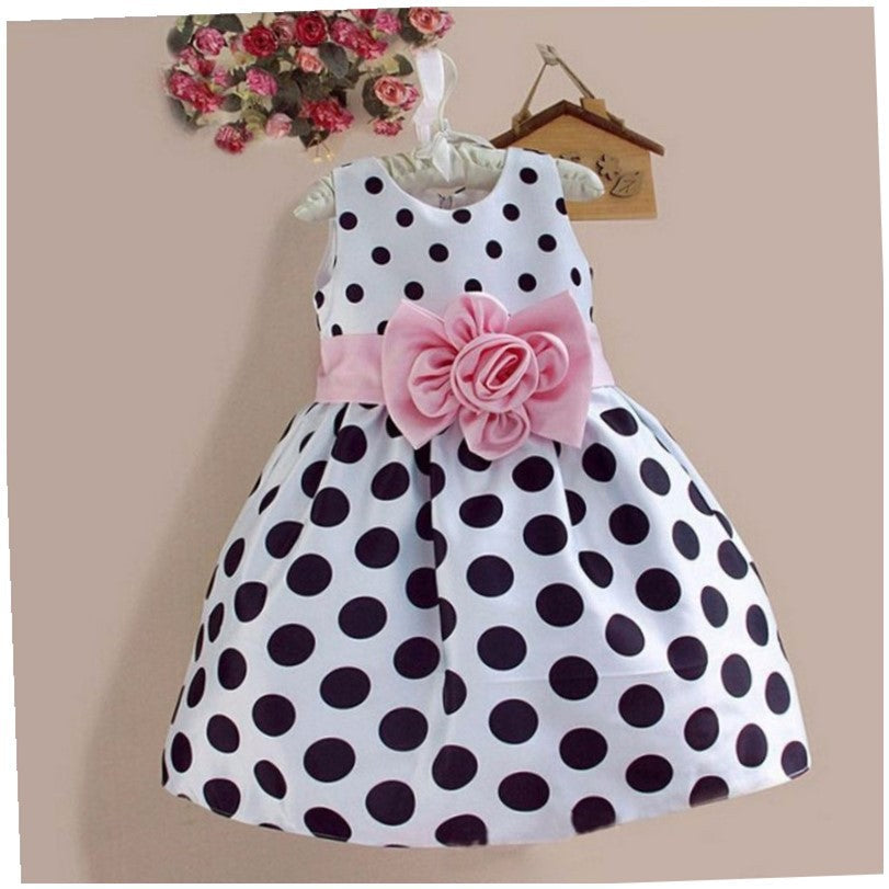 Casual baby dot mesh Princess Flower Dress - Amazhona 