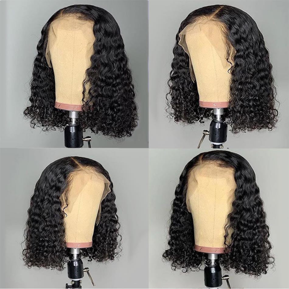 Chemical Fiber Wig Fashion Lady Medium Long Curly Hair Black Oblique Bangs Small Curly Wig Set - Amazhona 