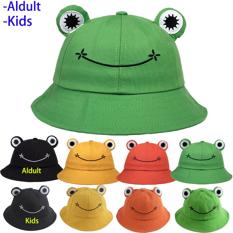 Child-Parents Frog Bucket Hat For Women Summer Autumn Plain Female Panama Outdoor Hiking Beach Fishing Sunscreen Woman Bob Caps - Amazhona 