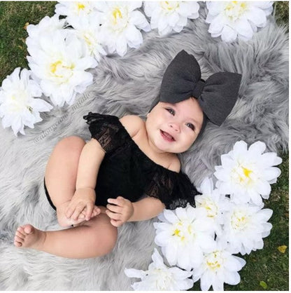 Children'S Black Lace Strapless Shirt Jumpsuit and  Headband Summer Baby Suit - Amazhona 