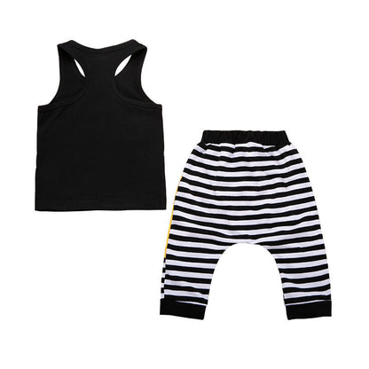 Children's Black Top And Shorts Two-piece Suit - Amazhona 