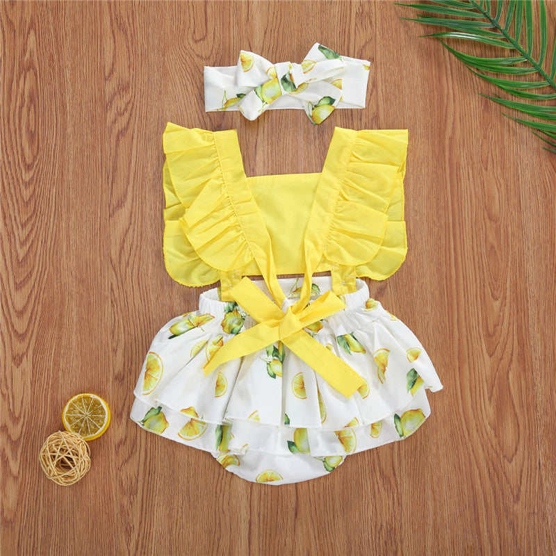 Children's Clothing Foreign Trade New 2020 Summer Lemon Print Sleeveless - Amazhona 