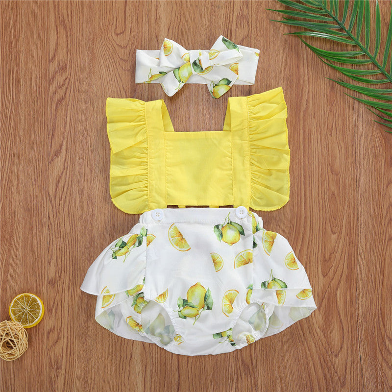 Children's Clothing Foreign Trade New 2020 Summer Lemon Print Sleeveless - Amazhona 