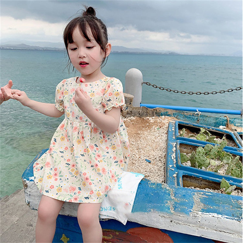 Children's Clothing Girls Floral Dress Pastoral Style Princess Dress - Amazhona 