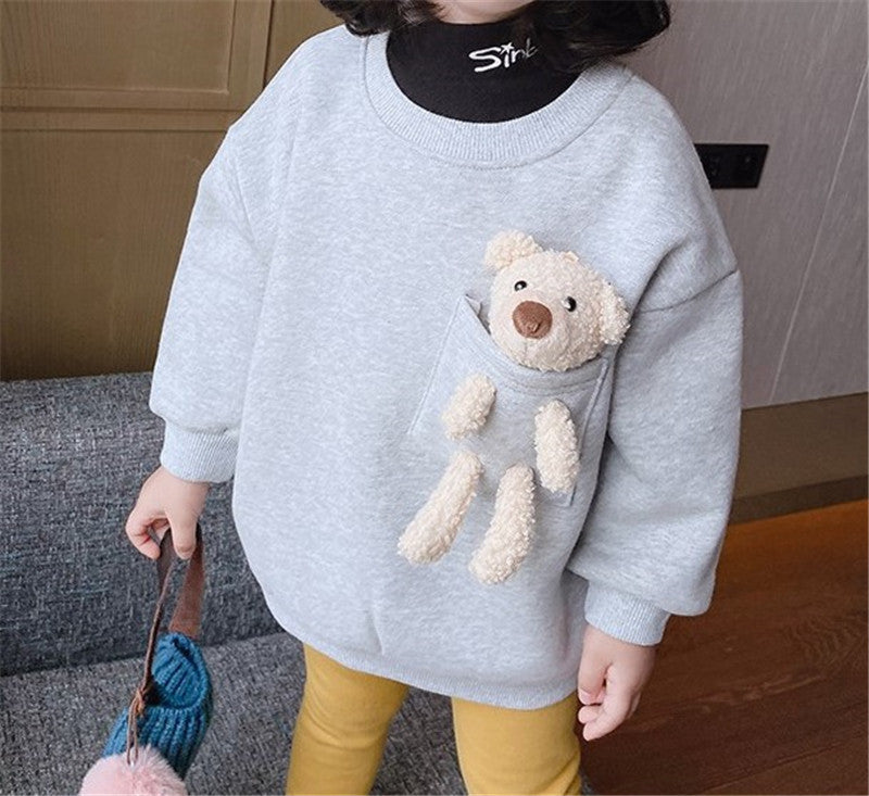 Children's Clothing Korean Girl Cartoon Bear Thickening - Amazhona 