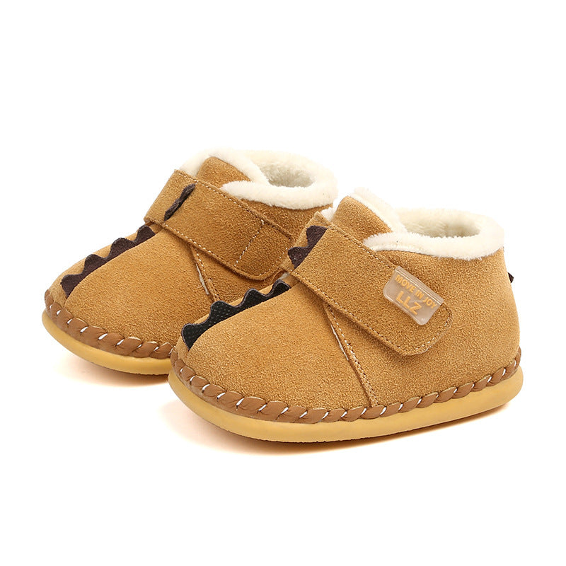 Children's Cotton-padded Shoes Boy Winter Infants Slippers Plus Fleece Girls Snowshoes - Amazhona 