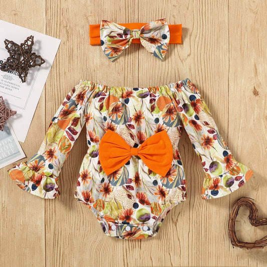 Children's Flare SetSleeve Floral Romper Band - Amazhona 