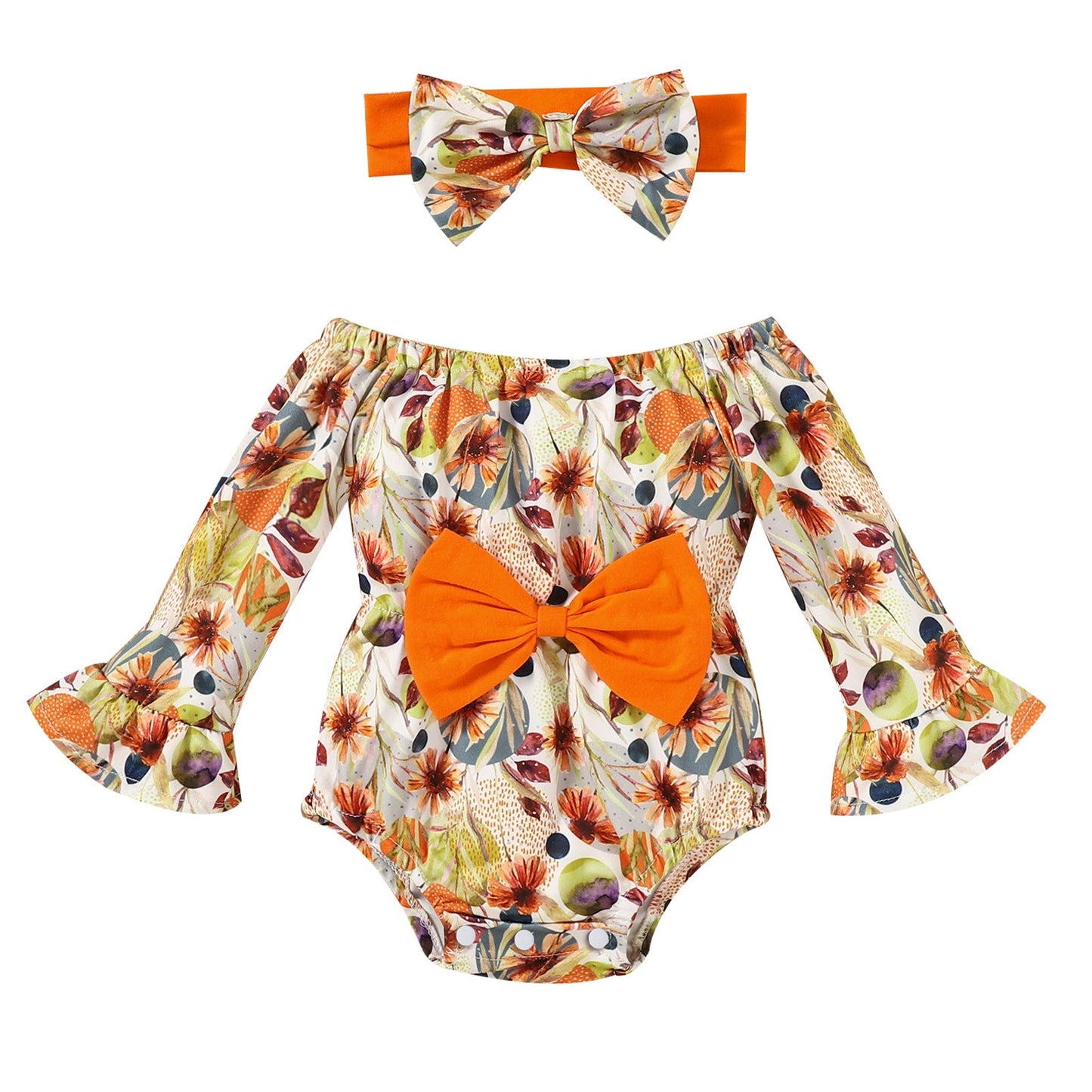 Children's Flare SetSleeve Floral Romper Band - Amazhona 