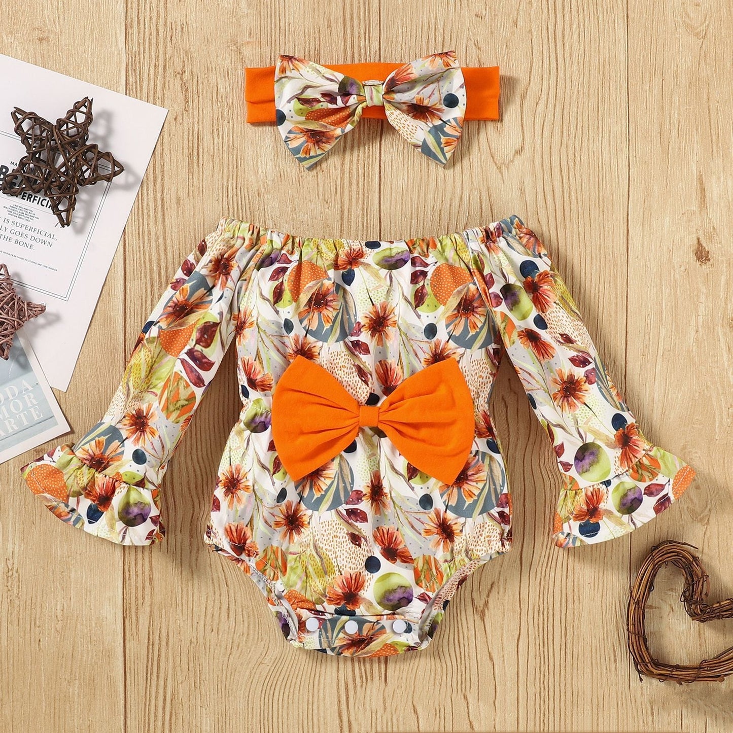 Children's Flare SetSleeve Floral Romper Band - Amazhona 