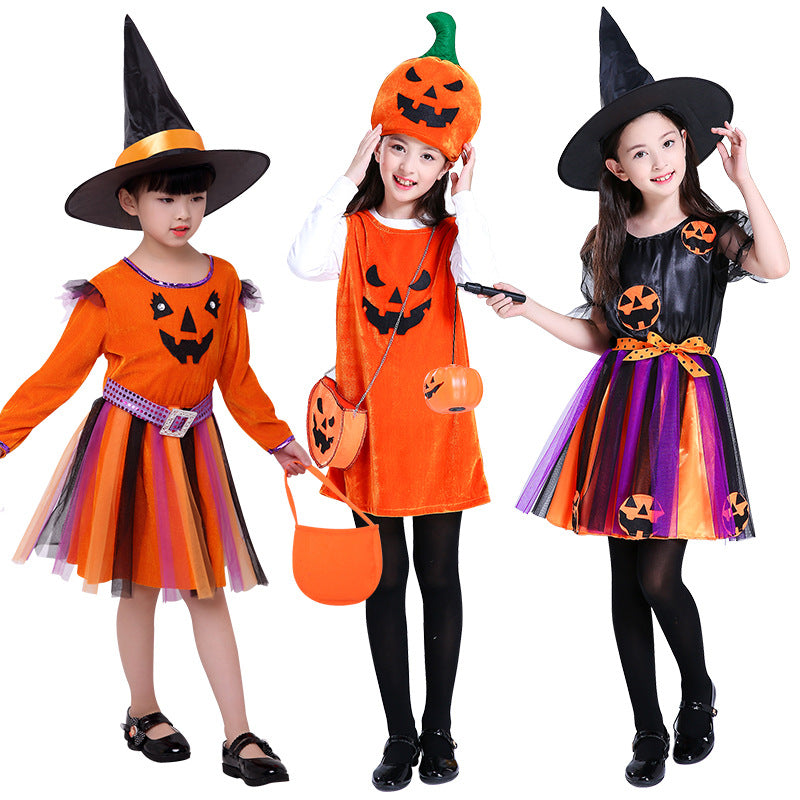 Children's Halloween costume girls pumpkin costume - Amazhona 