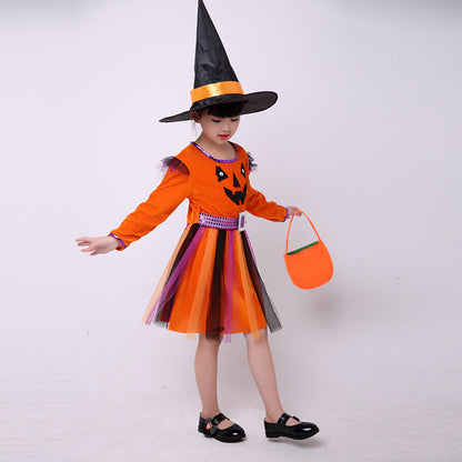 Children's Halloween costume girls pumpkin costume - Amazhona 