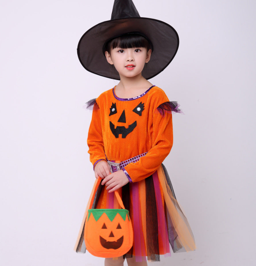 Children's Halloween costume girls pumpkin costume - Amazhona 