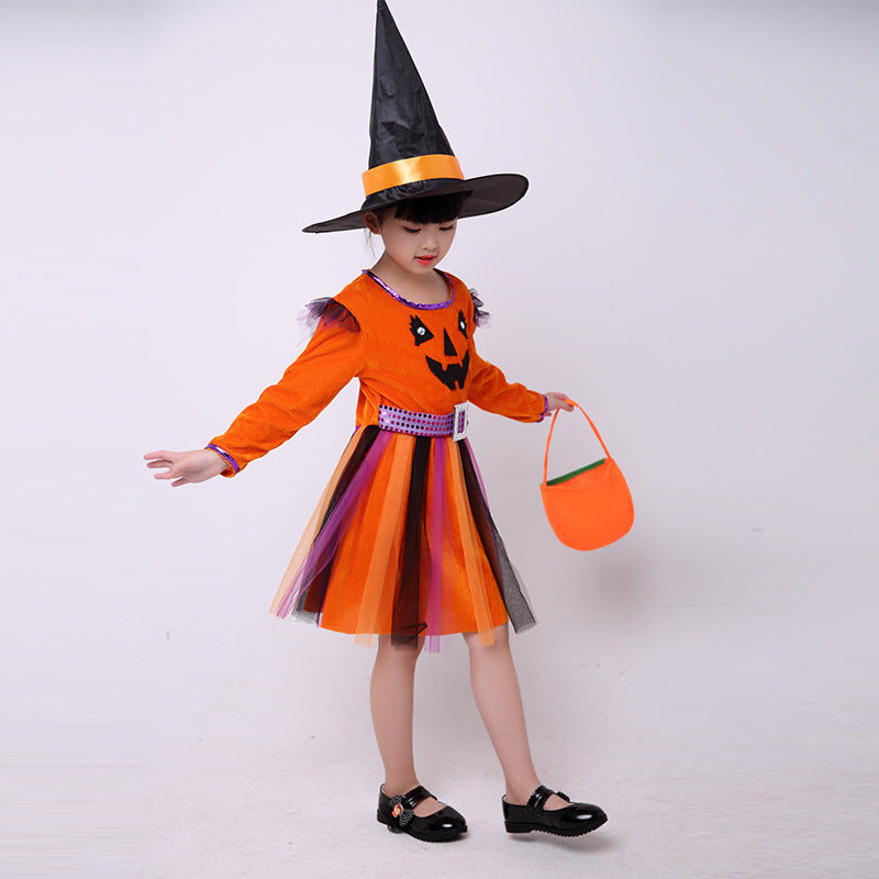 Children's Halloween costume girls pumpkin costume - Amazhona 