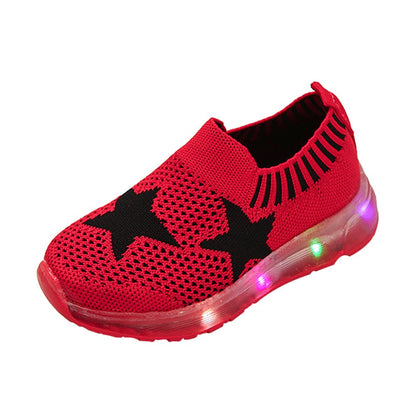 Children's Light Shoes Girls Casual Shoes Girls Flying Weaving Shoes Stars Shoes Shoes Children's Shoes Net Shoes - Amazhona 