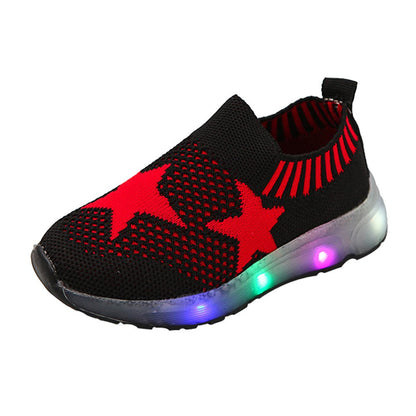 Children's Light Shoes Girls Casual Shoes Girls Flying Weaving Shoes Stars Shoes Shoes Children's Shoes Net Shoes - Amazhona 