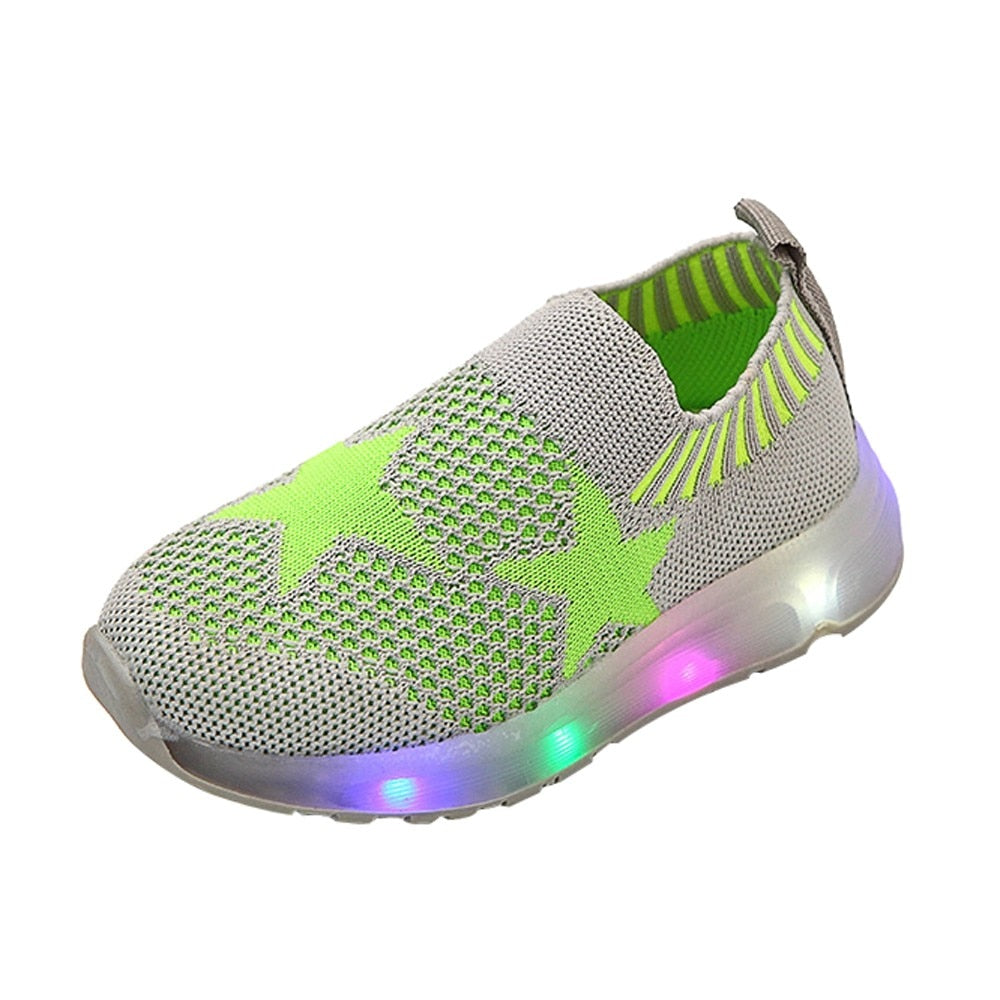 Children's Light Shoes Girls Casual Shoes Girls Flying Weaving Shoes Stars Shoes Shoes Children's Shoes Net Shoes - Amazhona 