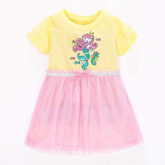 Children's Net Dress With Short Sleeves - Amazhona 