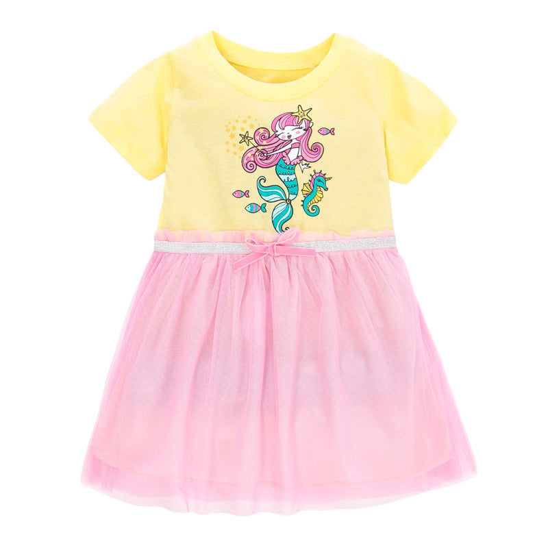 Children's Net Dress With Short Sleeves - Amazhona 