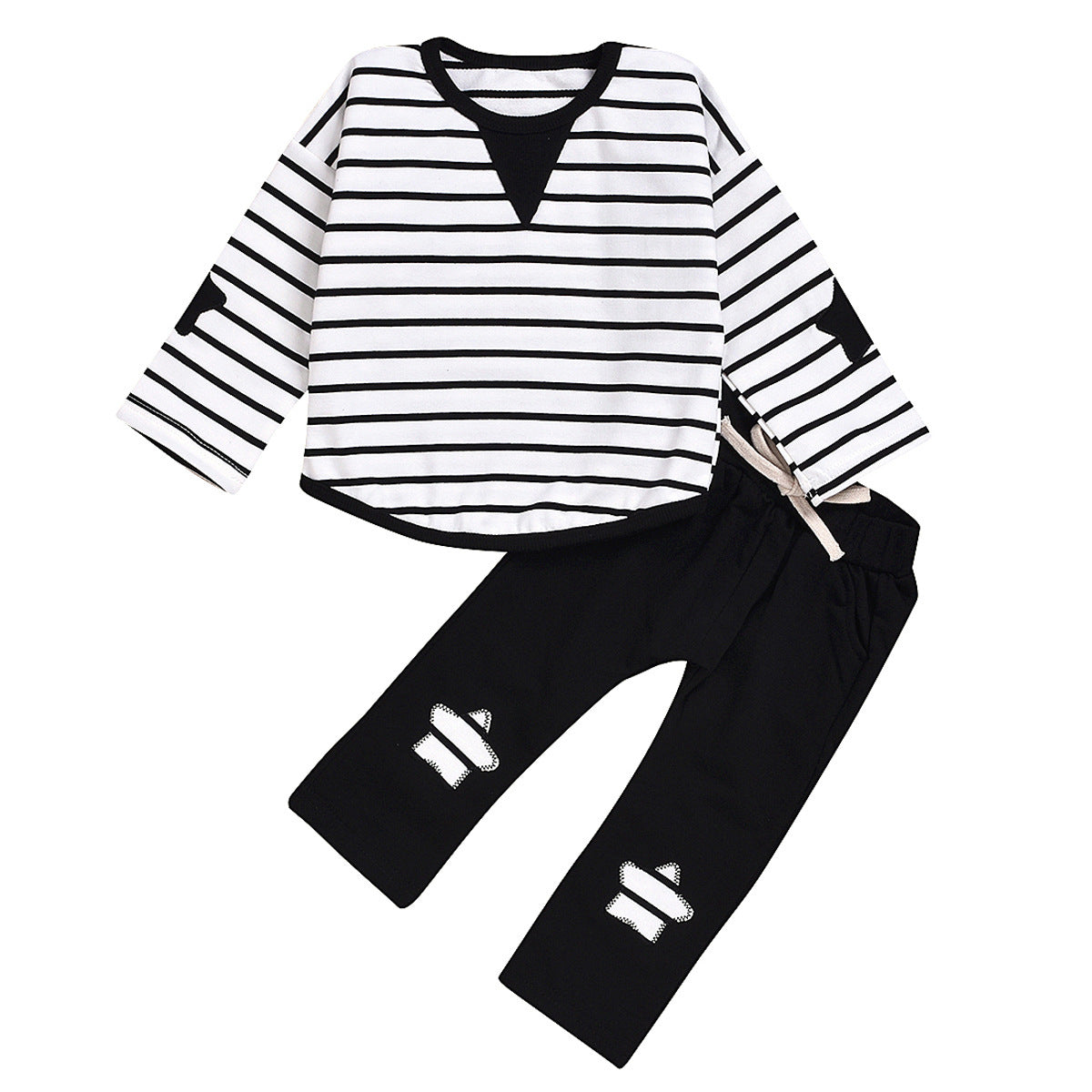 Children's Striped Suit Five-star Embroidery Trend Baby Cotton Suit - Amazhona 