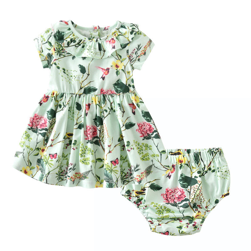 Children's Summer New Product, Baby Dress, Pure Cotton Baby Pastoral Skirt, Lovely Doll Skirt Set - Amazhona 