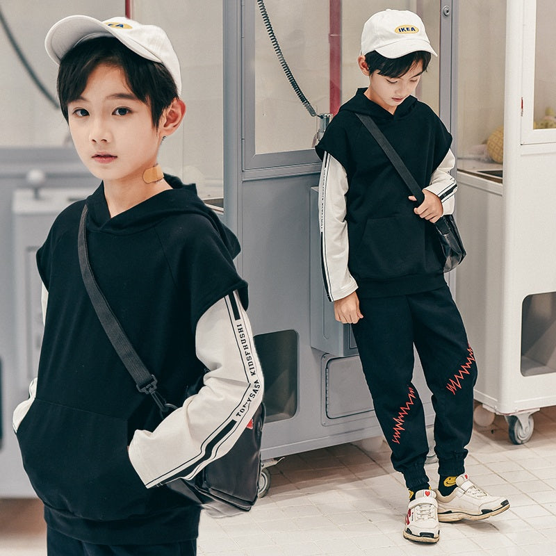 Children''s Wear Boys''Sanitary Clothes Spring Clothes 2021 Children''s Handsome Hats Leisure Holiday Two Kids'' Korean Chaozhou Clothes - Amazhona 