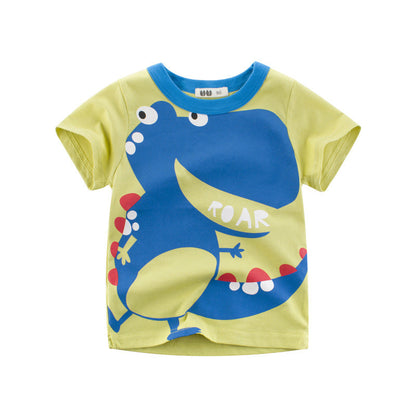 Children's top cartoon T-shirt with round neck and short sleeve - Amazhona 