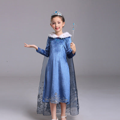 Christmas And Halloween Princess Dress With Fur Collar - Amazhona 