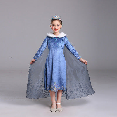 Christmas And Halloween Princess Dress With Fur Collar - Amazhona 