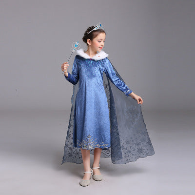 Christmas And Halloween Princess Dress With Fur Collar - Amazhona 