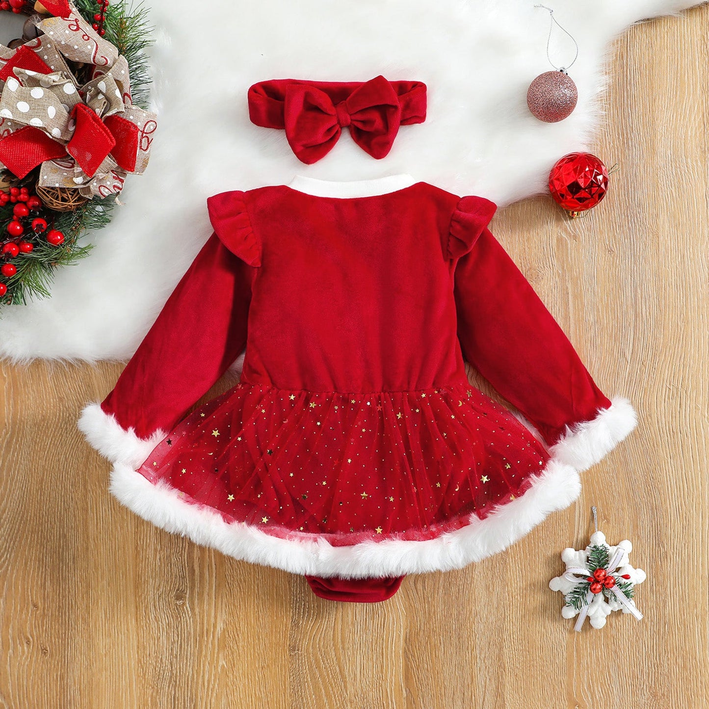 Christmas Baby Red Romper Newborn Toddler Infa - Amazhona 