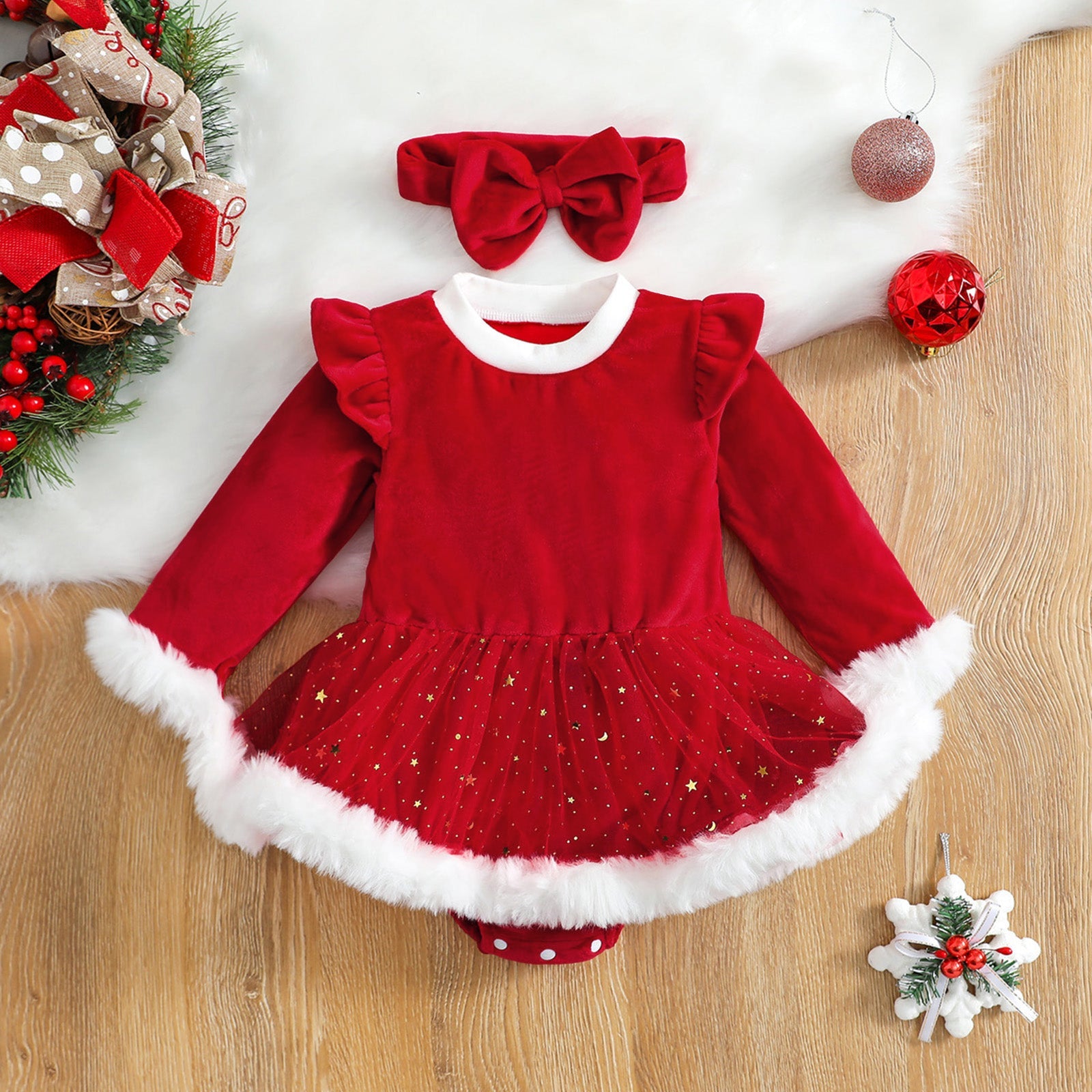 Christmas Baby Red Romper Newborn Toddler Infa - Amazhona 