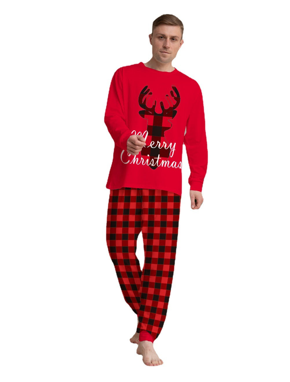 Christmas Family Matching Pajamas Set Christmas Holiday PJs Elk Top Pants Set Pajamas For Family Mom Dad Kids Baby - Amazhona 