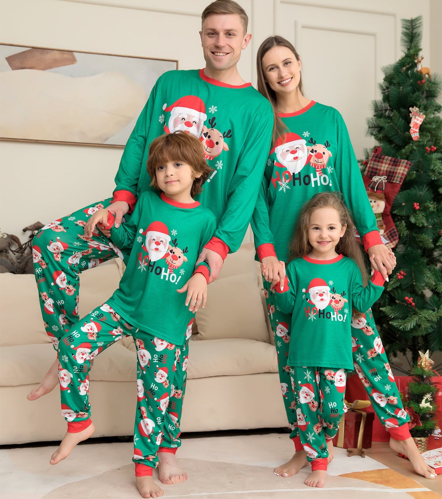 Christmas Pajamas For Family Matching Family Christmas PJs Sets Santa Claus Printed Top Sleepwear - Amazhona 