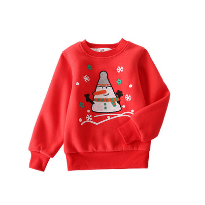 Christmas snowman plus velvet padded baby sweater - Amazhona 