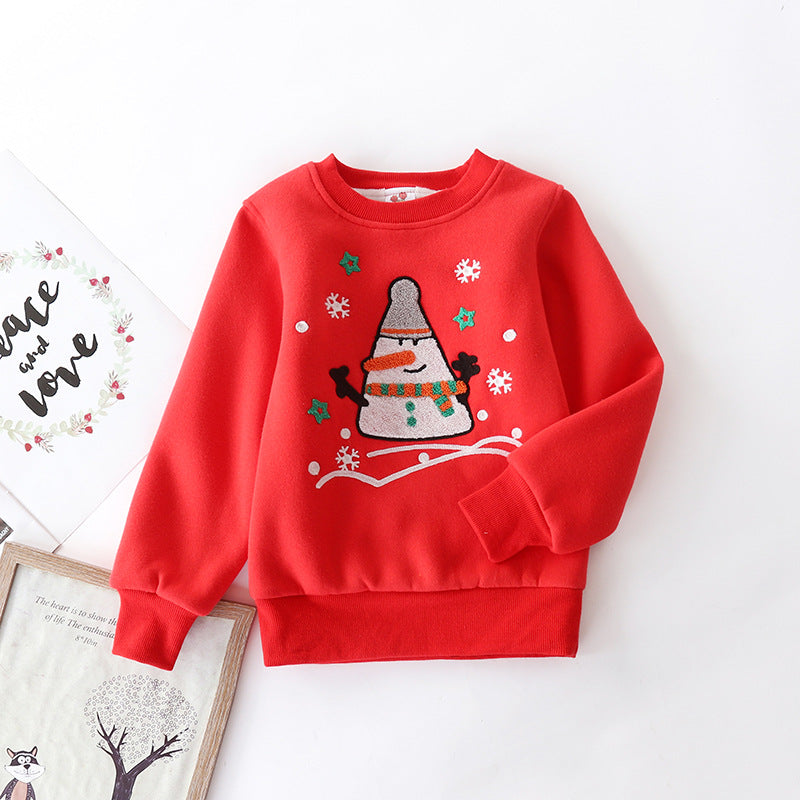 Christmas snowman plus velvet padded baby sweater - Amazhona 