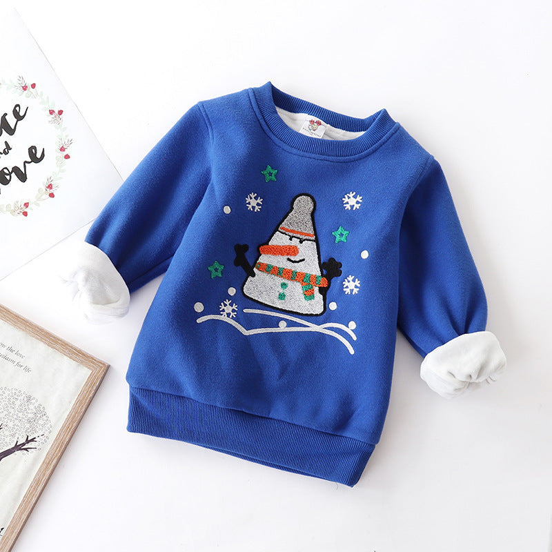 Christmas snowman plus velvet padded baby sweater - Amazhona 