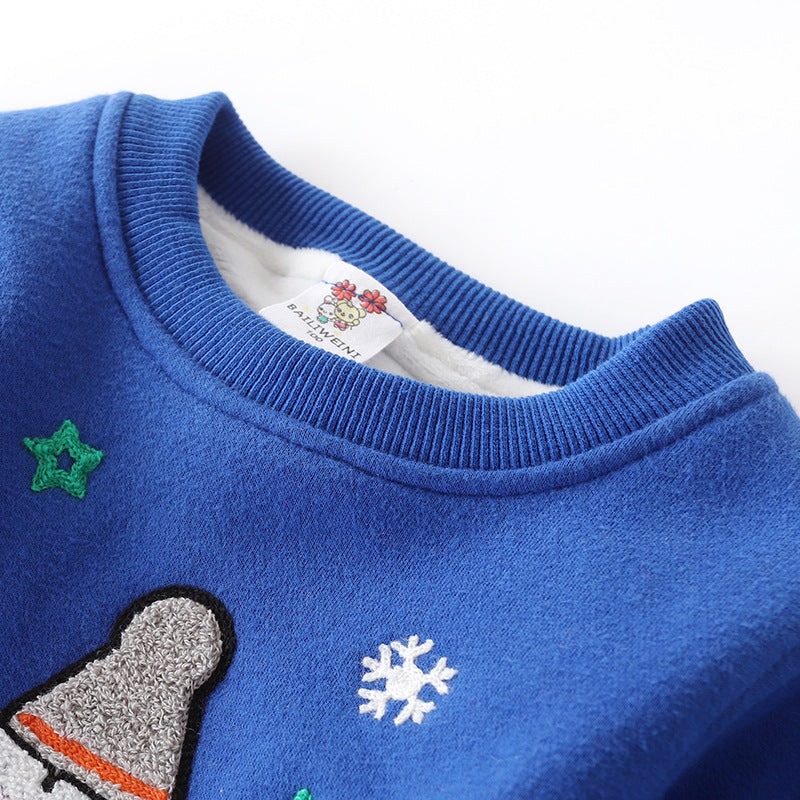 Christmas snowman plus velvet padded baby sweater - Amazhona 