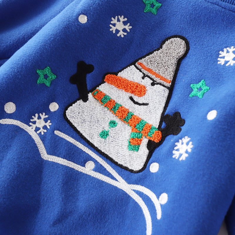 Christmas snowman plus velvet padded baby sweater - Amazhona 