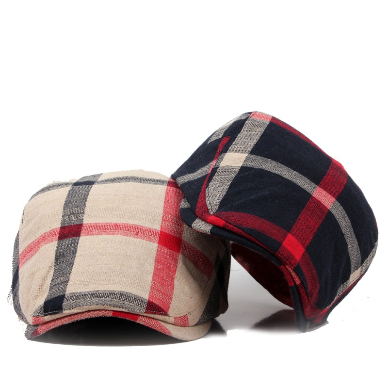 Classic Englad Style Plaid Berets Caps For Men Women Casual Unisex Sports Caps Cotton Berets Hats Boina Casquette Flat Cap - Amazhona 