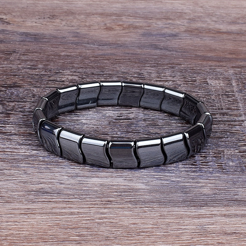 Classical Wave Hematite Energy Bracelets Men Nature High Polish Hematite Magnetic Bracelets for Women New Fashion Energy Jewelry - Amazhona 