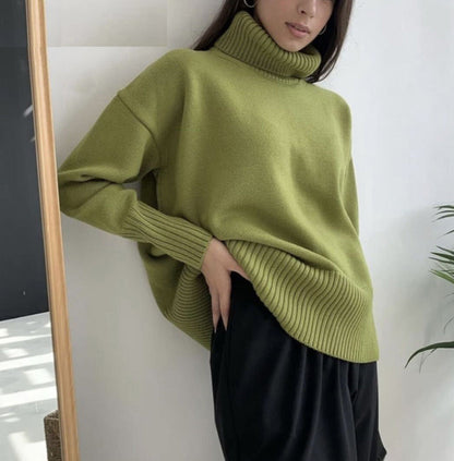 Collar Loose Casual Autumn And Winter Women's Sweater - Amazhona 