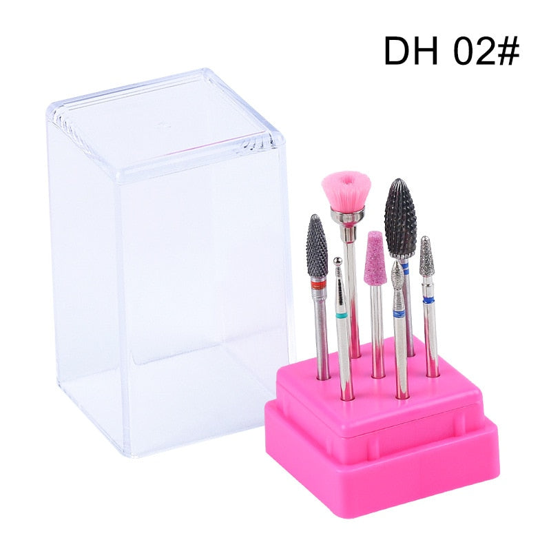 Combined Milling Cutters Set For Manicure , Ceramic Nail Drill Bits Kit Electric Removing Gel Polishing Tools - Amazhona 