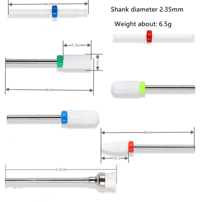 Combined Milling Cutters Set For Manicure , Ceramic Nail Drill Bits Kit Electric Removing Gel Polishing Tools - Amazhona 