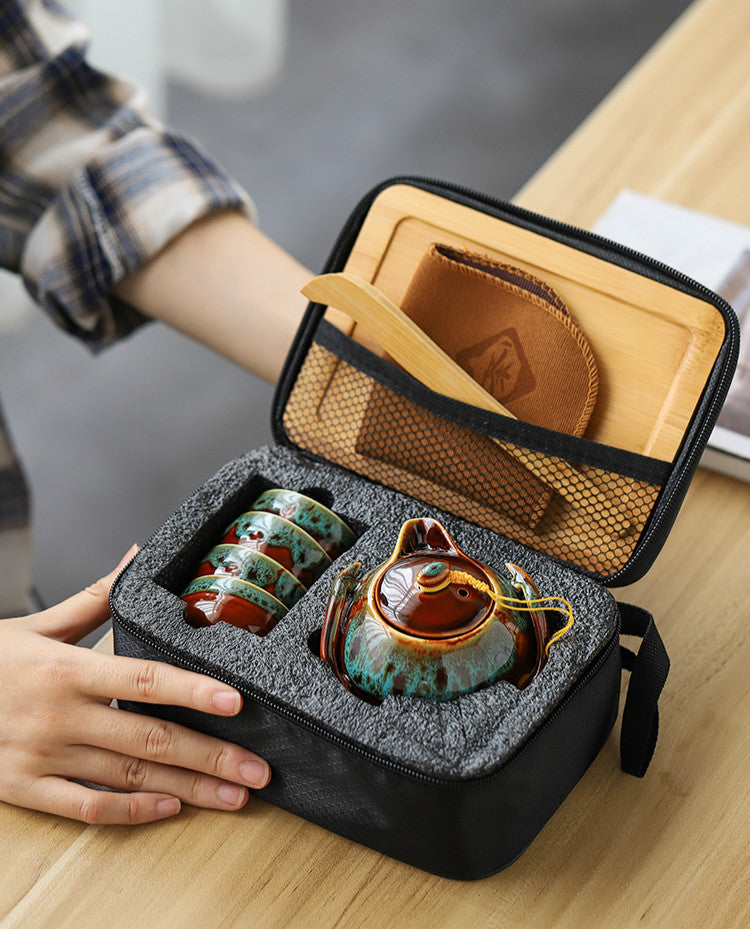 Complete Travel Kung Fu Tea Set Small Tea Tray Set - Amazhona 