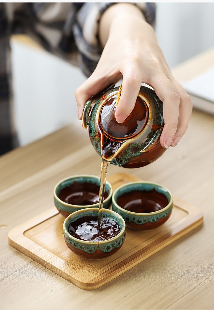 Complete Travel Kung Fu Tea Set Small Tea Tray Set - Amazhona 